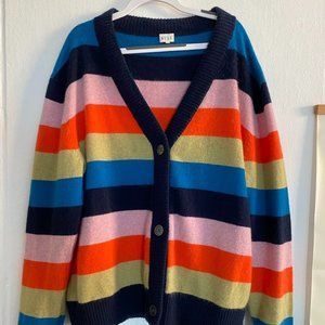 Kule 100% cashmere striped cardigan sz small